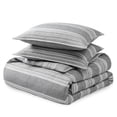 thumbnail image 1 of Bare Home Luxury Duvet Cover and Sham Set - Premium 1800 Collection - Ultra-Soft - Queen, Stripe - Heathered Charcoal, 3-Pieces, 1 of 3