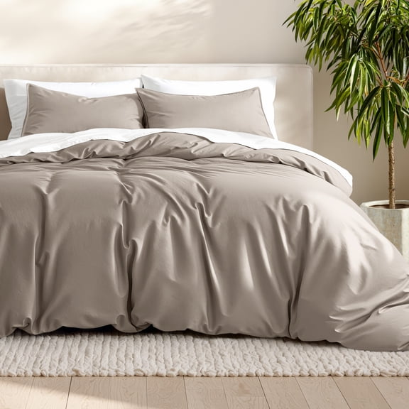 Bare Home Luxury Duvet Cover and Sham Set - Premium 1800 Collection - Ultra-Soft - Twin/Twin-XL, Khaki, 2-Pieces
