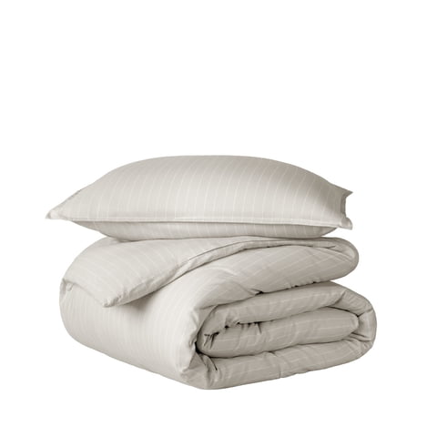Bare Home Luxury Duvet Cover and Sham Set - Premium 1800 Collection - Ultra-Soft - Twin/Twin-XL, Pinstripe - Stone/White, 2-Pieces