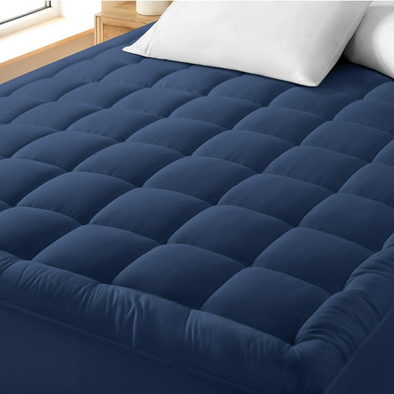 Bare Home Mattress Pad - Breathable Cotton Top - 21" Deep Pocket - Full, Dark Blue