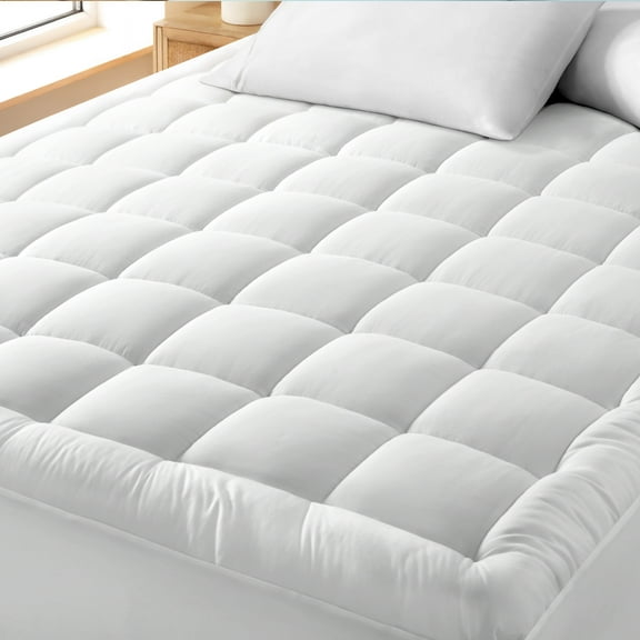Bare Home Mattress Pad - Breathable Cotton Top - 21" Deep Pocket, Queen, White