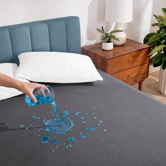 Bare Home Mattress Protector - Waterproof - Breathable - Vinyl Free - Hypoallergenic - Queen, Gray