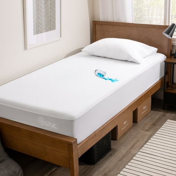 Bare Home Mattress Protector - Waterproof - Breathable - Vinyl Free - Hypoallergenic - Twin, White