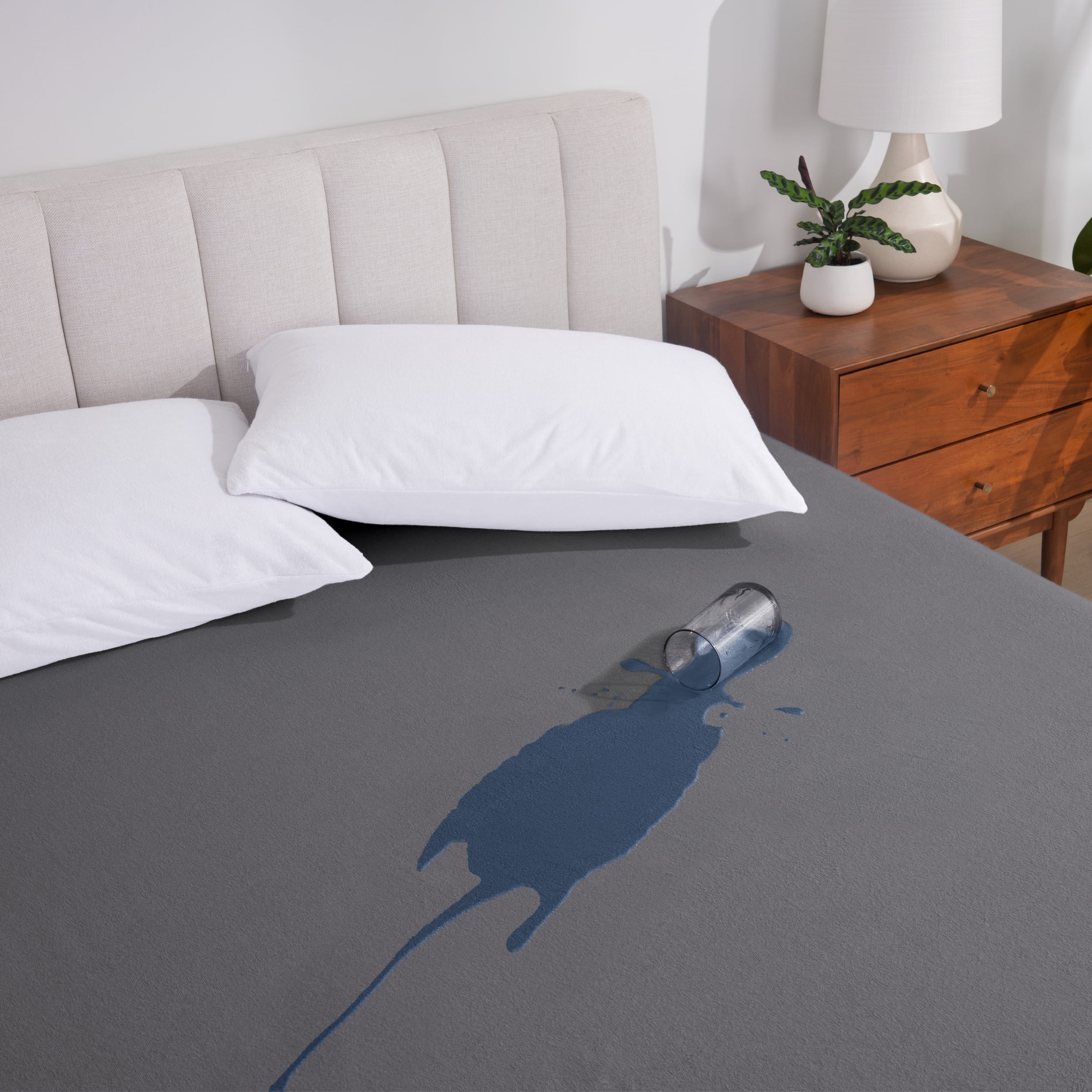 Twin XL Gray Waterproof Cotton Mattress Protector