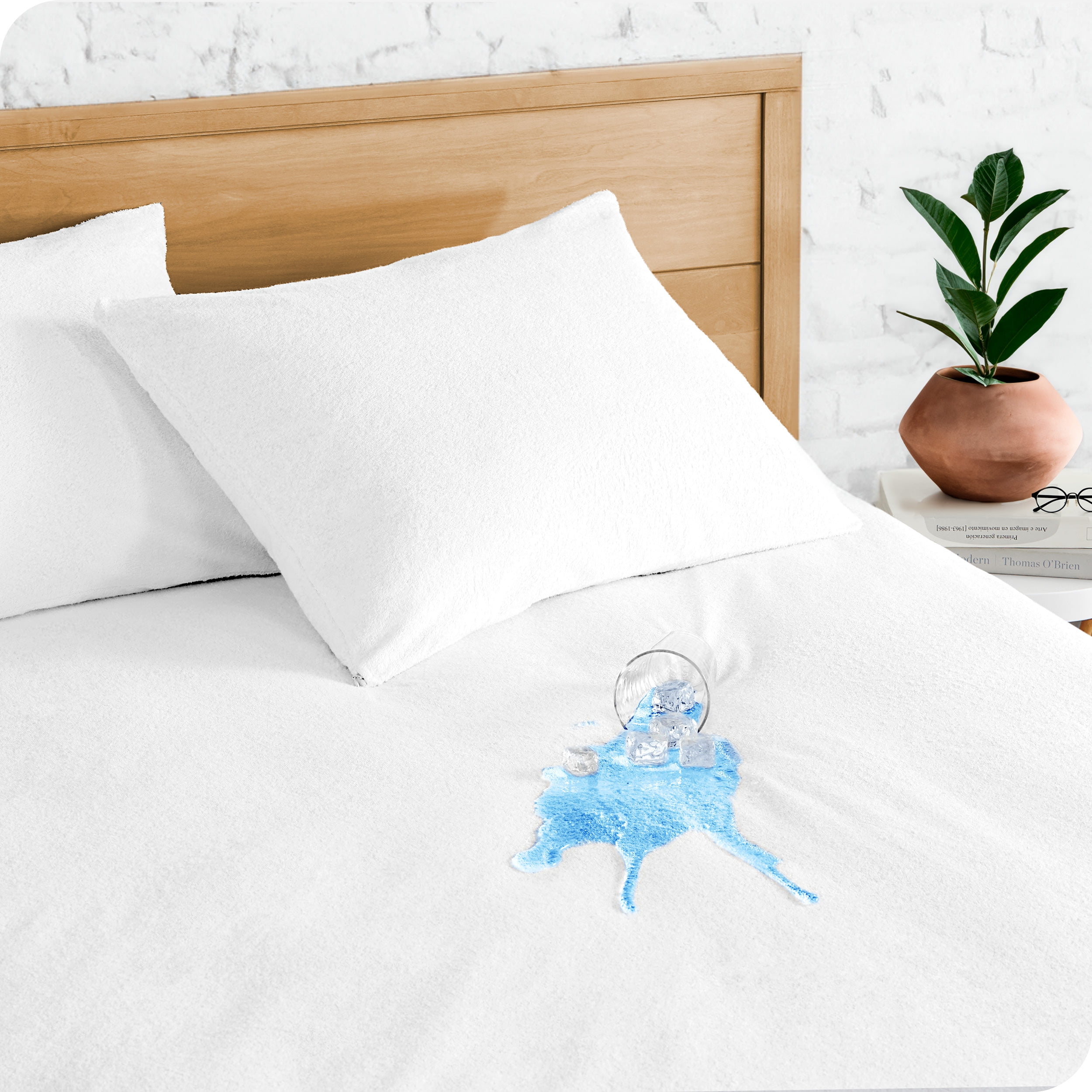 White Full XL Waterproof Cotton Terry Mattress Protector