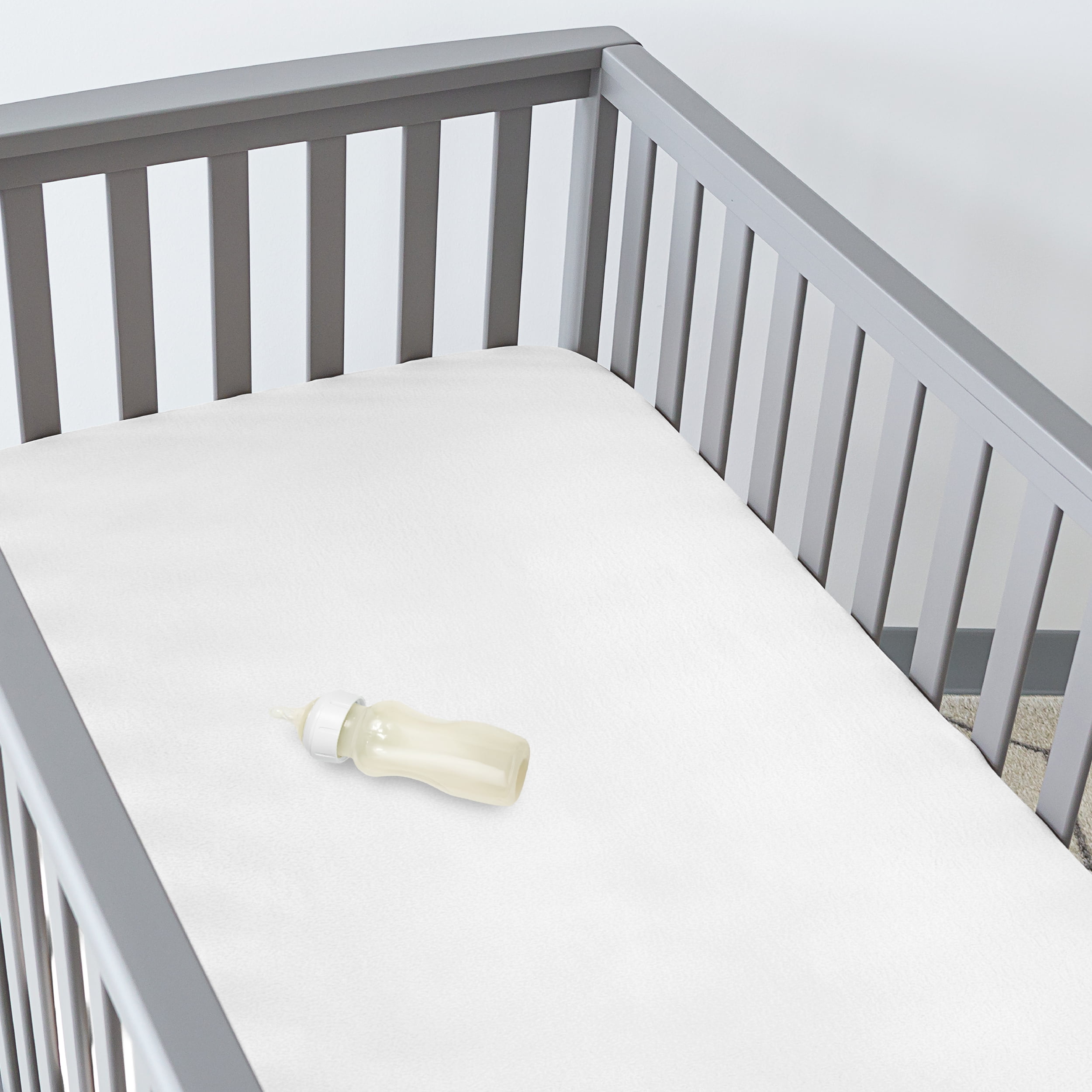 White Waterproof Cotton Terry Crib Mattress Protector