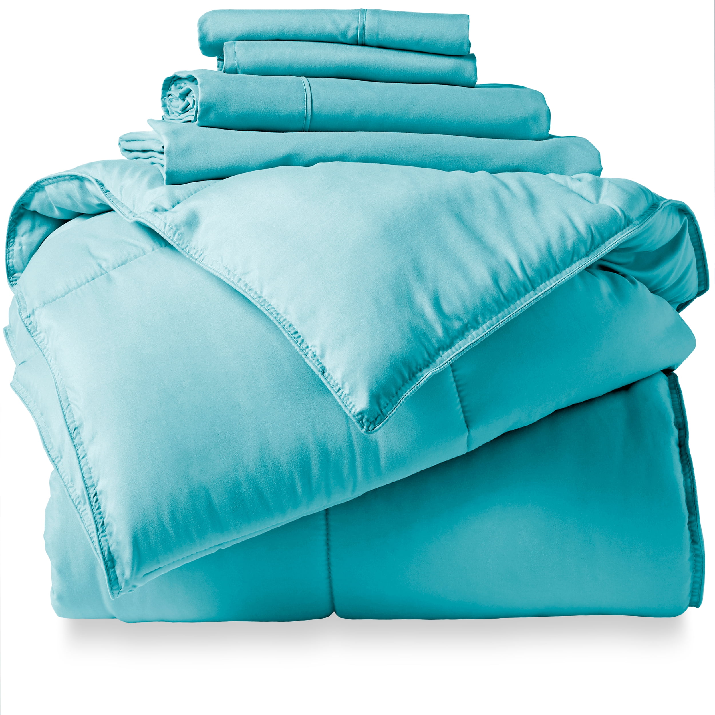Bare Home Microfiber 5Piece Aqua and Aqua Bed in a Bag, Twin XL