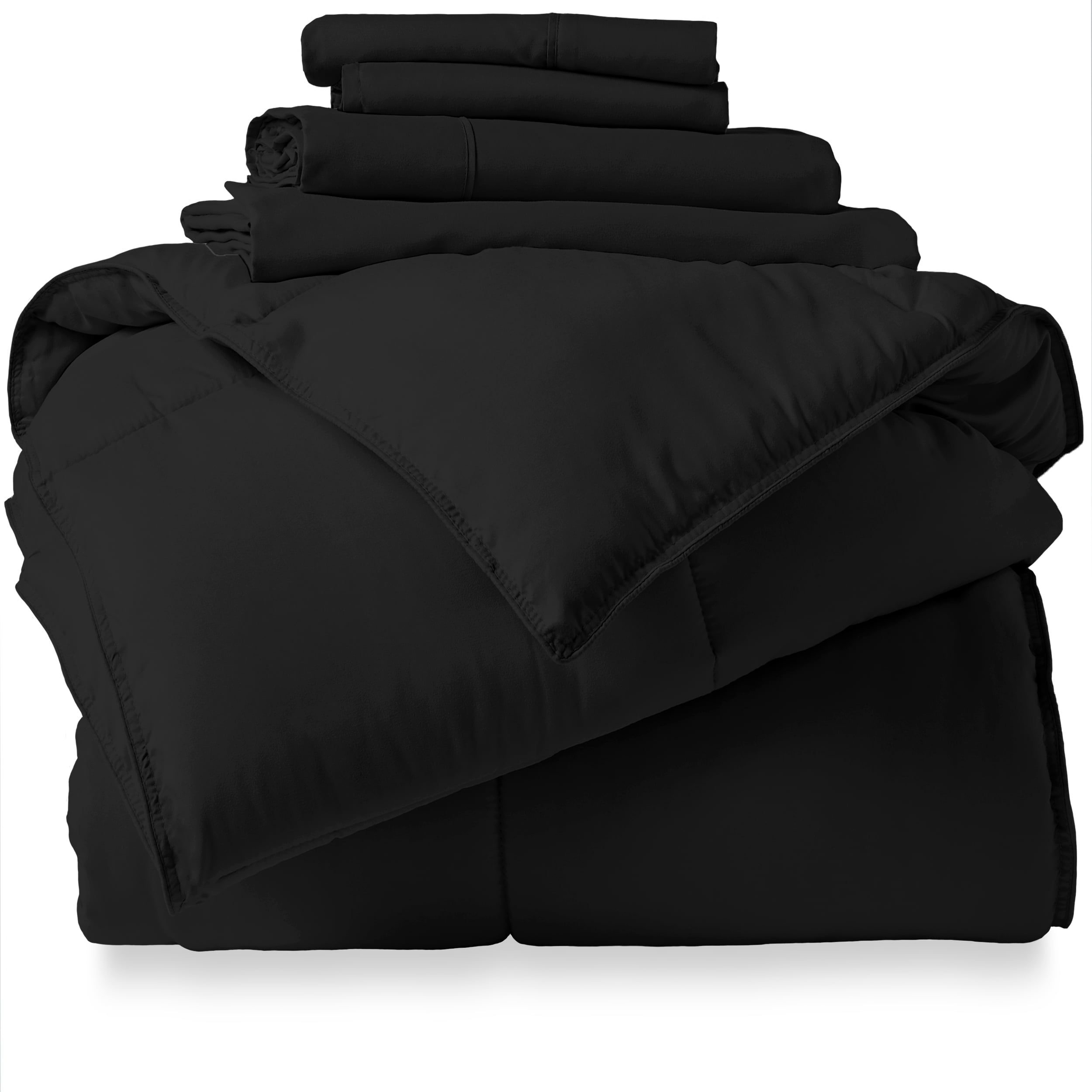 Bare Home Microfiber 5-Piece Black and Black Bed in a Bag, Twin