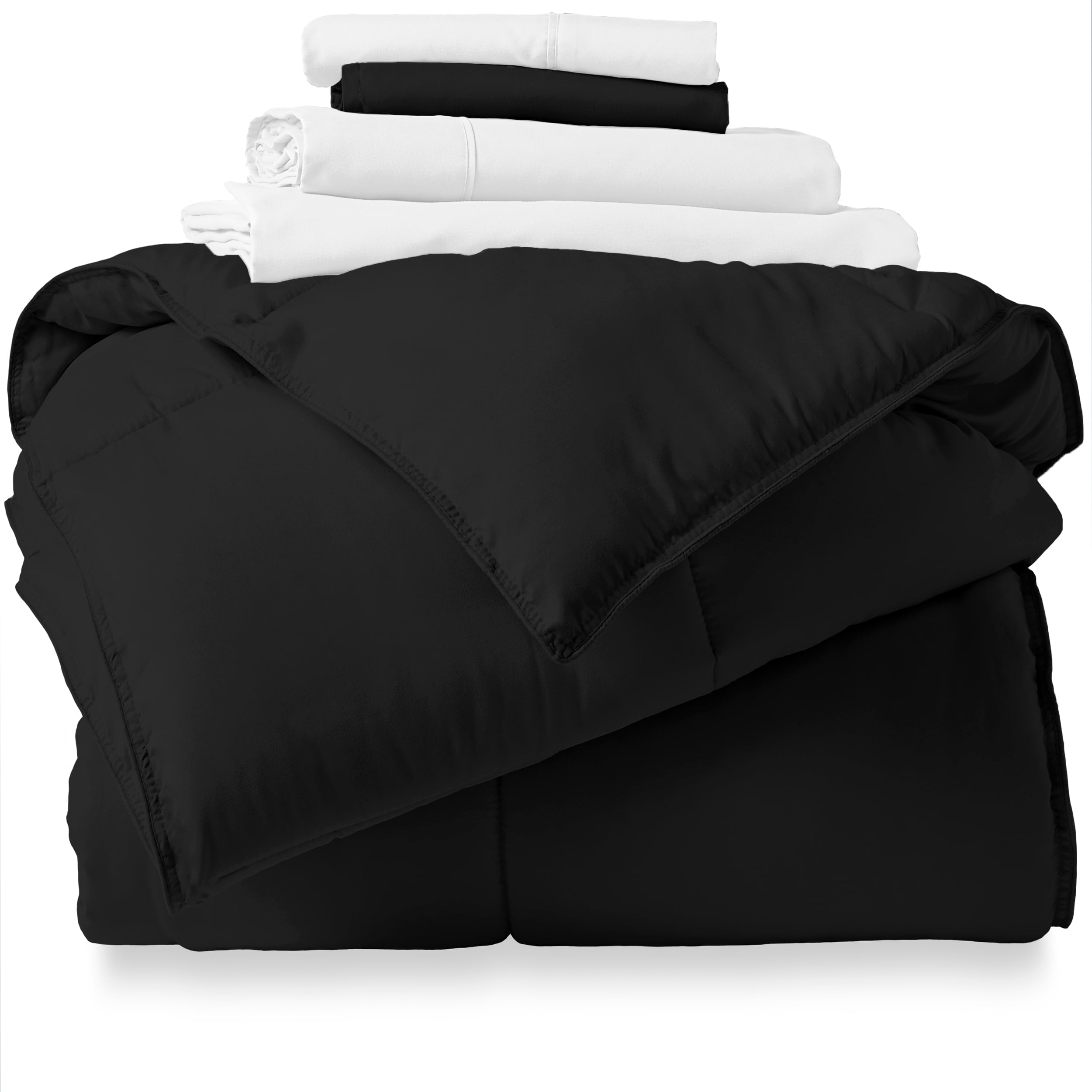 Bare Home Microfiber 5Piece Black and White Bed in a Bag, Twin