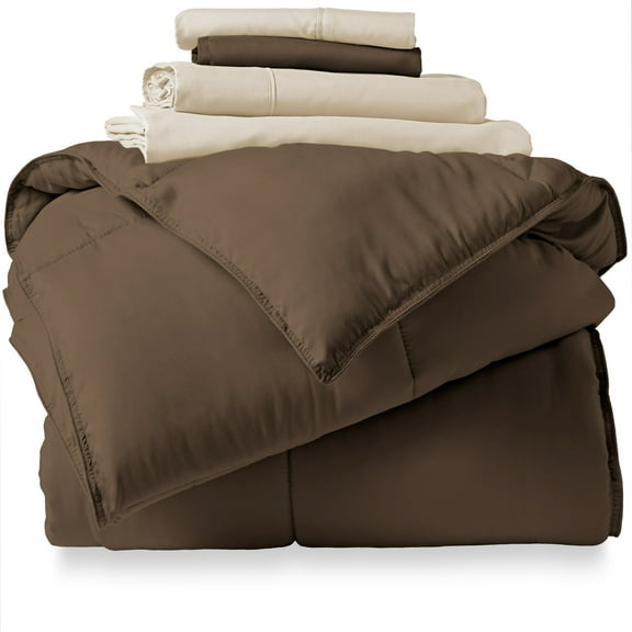 "Bare Home Cocoa 5 Piece Bed in a Bag Comforter Set with Sheets, Twin"