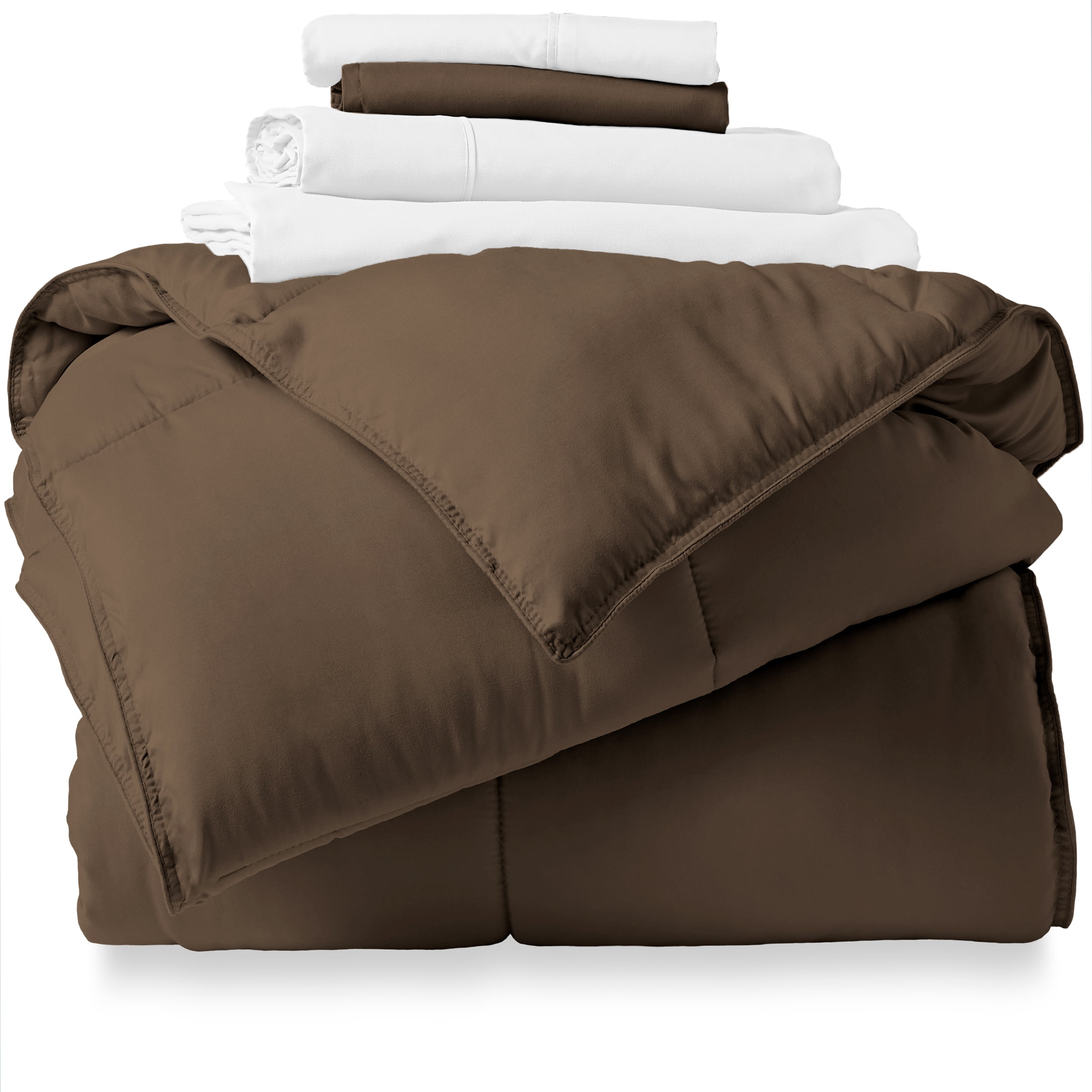 "Bare Home Cocoa 5 Piece Bed in a Bag Comforter Set with Sheets, Twin XL"