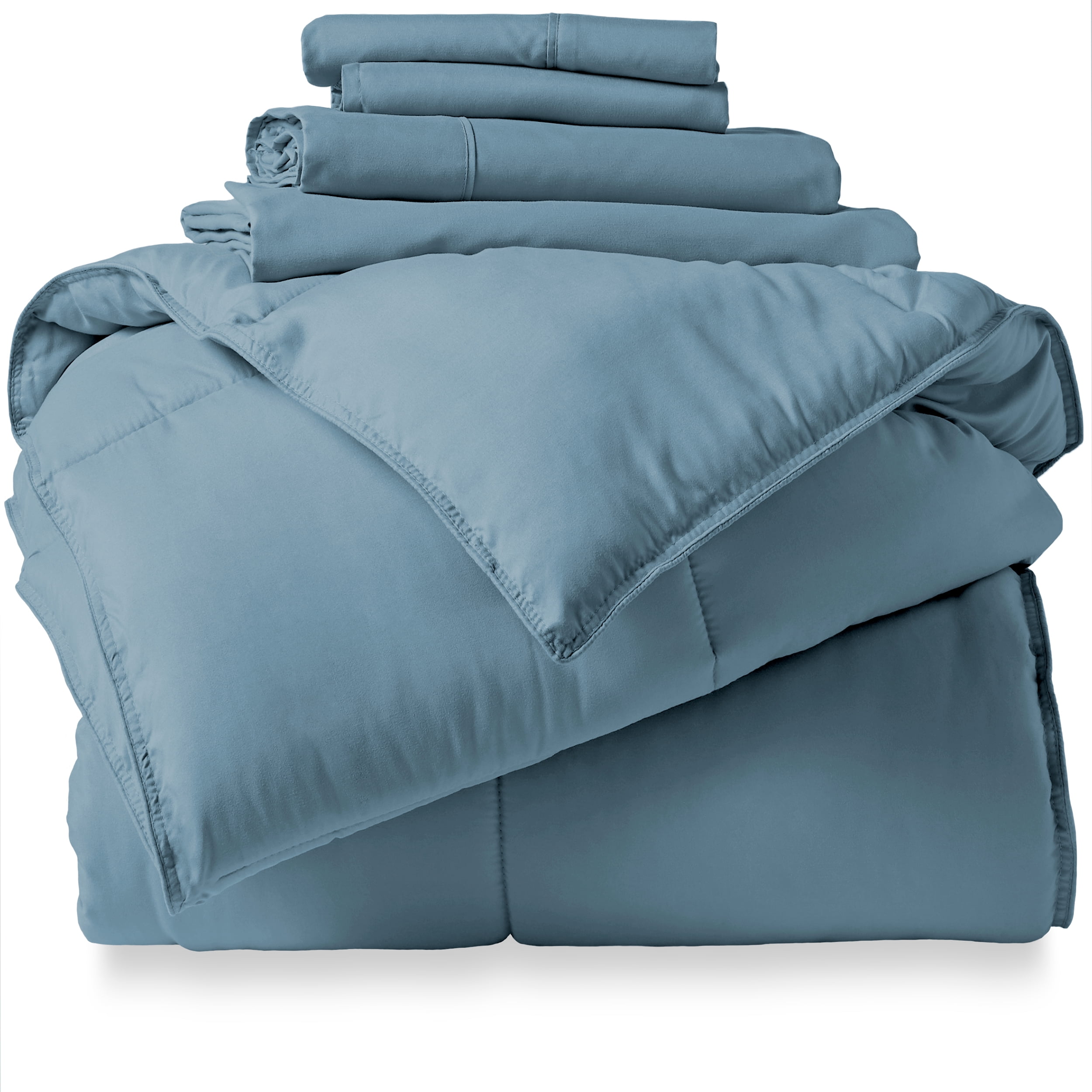Bare Home Microfiber 5-Piece Coronet Blue and Coronet Blue Bed in a Bag, Twin XL