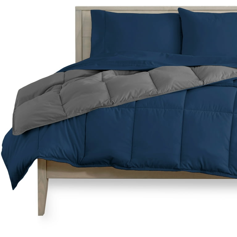 Next Level Dark Grey/Blue Microfiber Comforter Set - Full