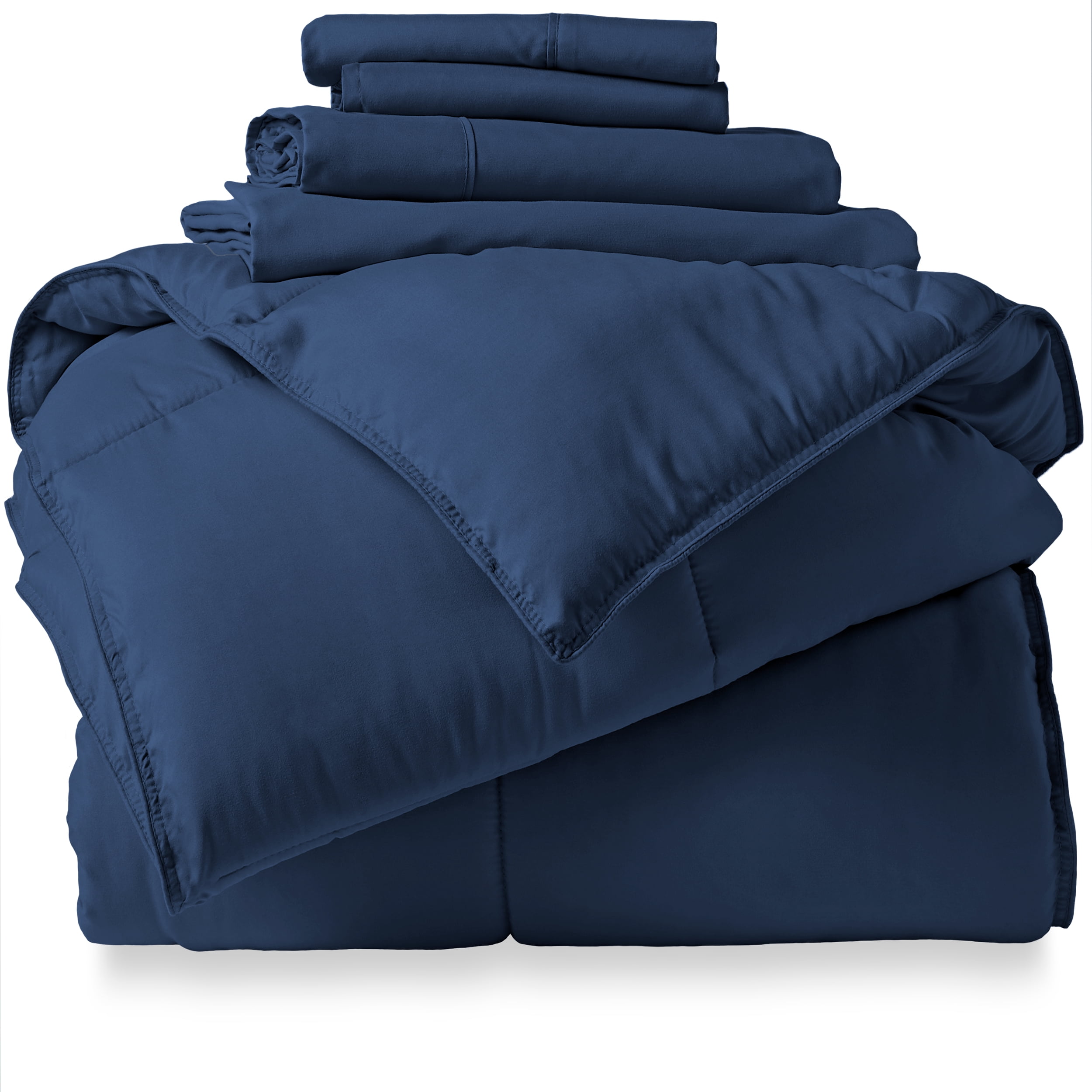 "Bare Home Navy 5 Piece Bed in a Bag Comforter Set with Sheets, Twin XL"