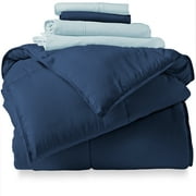Bare Home Microfiber 5-Piece Dark Blue and Light Blue Bed in a Bag, Twin