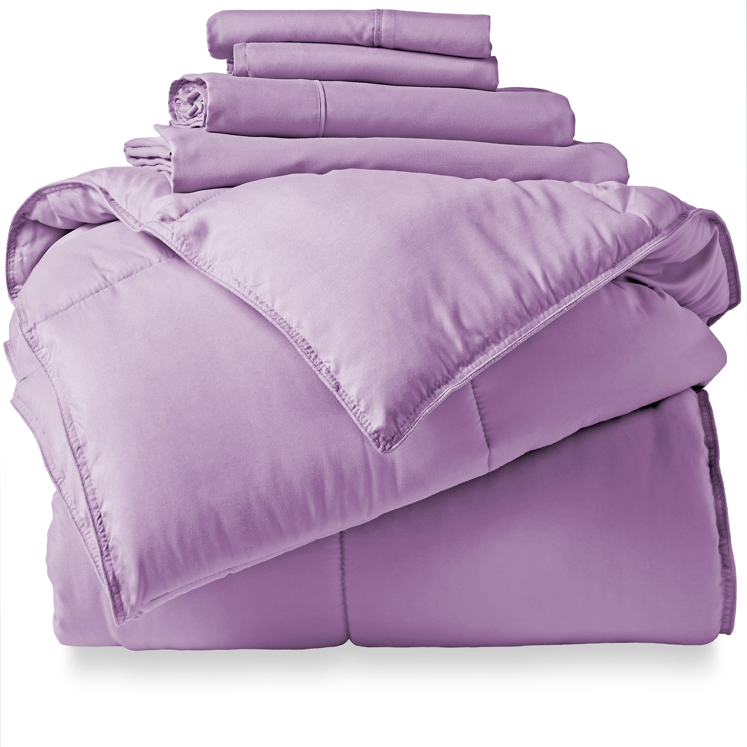Bare Home Microfiber 5-Piece Lavender and Lavender Bed in a Bag, Twin XL