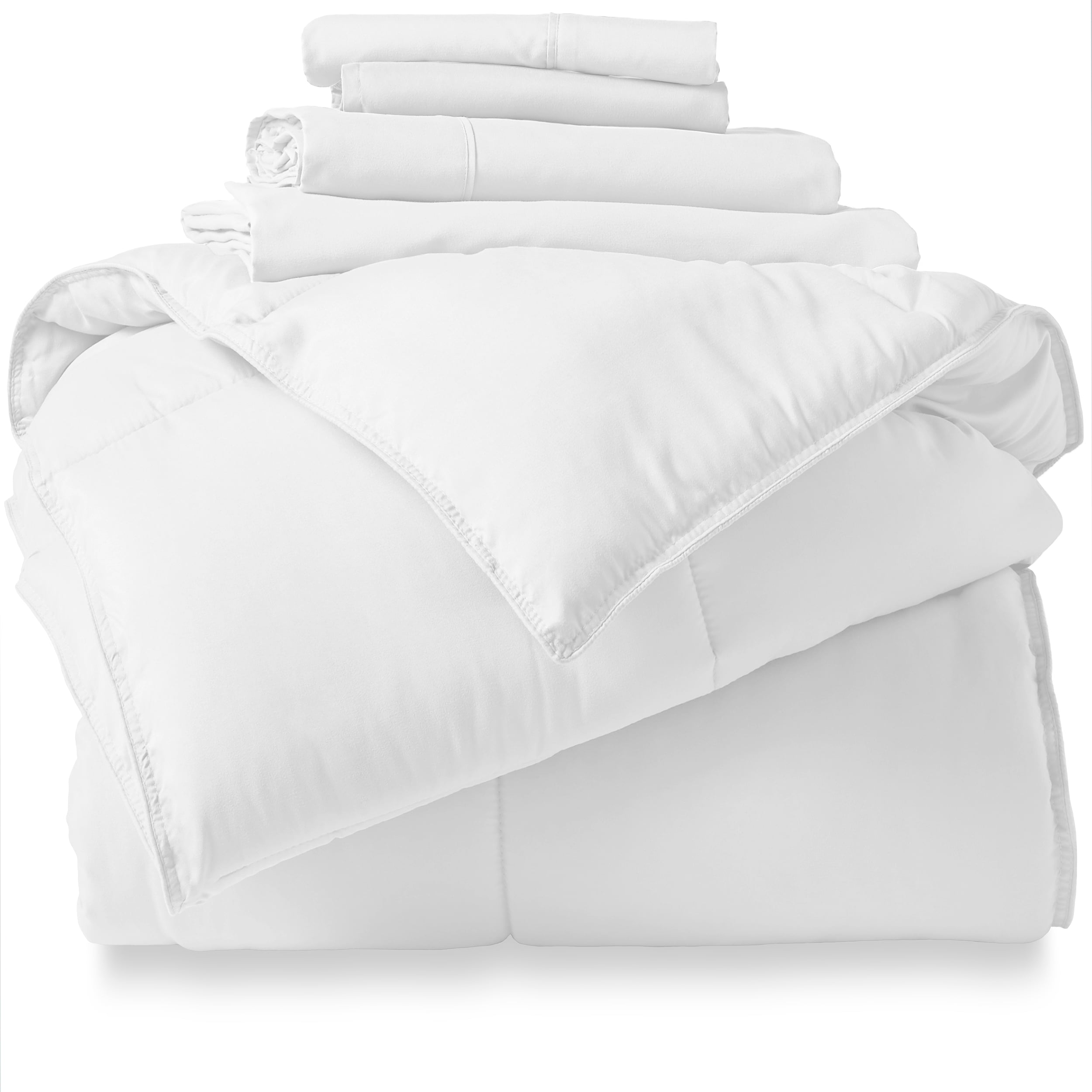 Bare Home Microfiber 5-Piece White and White Bed in a Bag, Twin