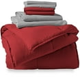 thumbnail image 1 of Bare Home Microfiber 7-Piece Red and Light Gray Bed in a Bag, Full XL, 1 of 5