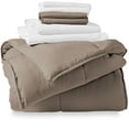 thumbnail image 1 of Bare Home Microfiber 7-Piece Taupe and White Bed in a Bag, Full XL, 1 of 5
