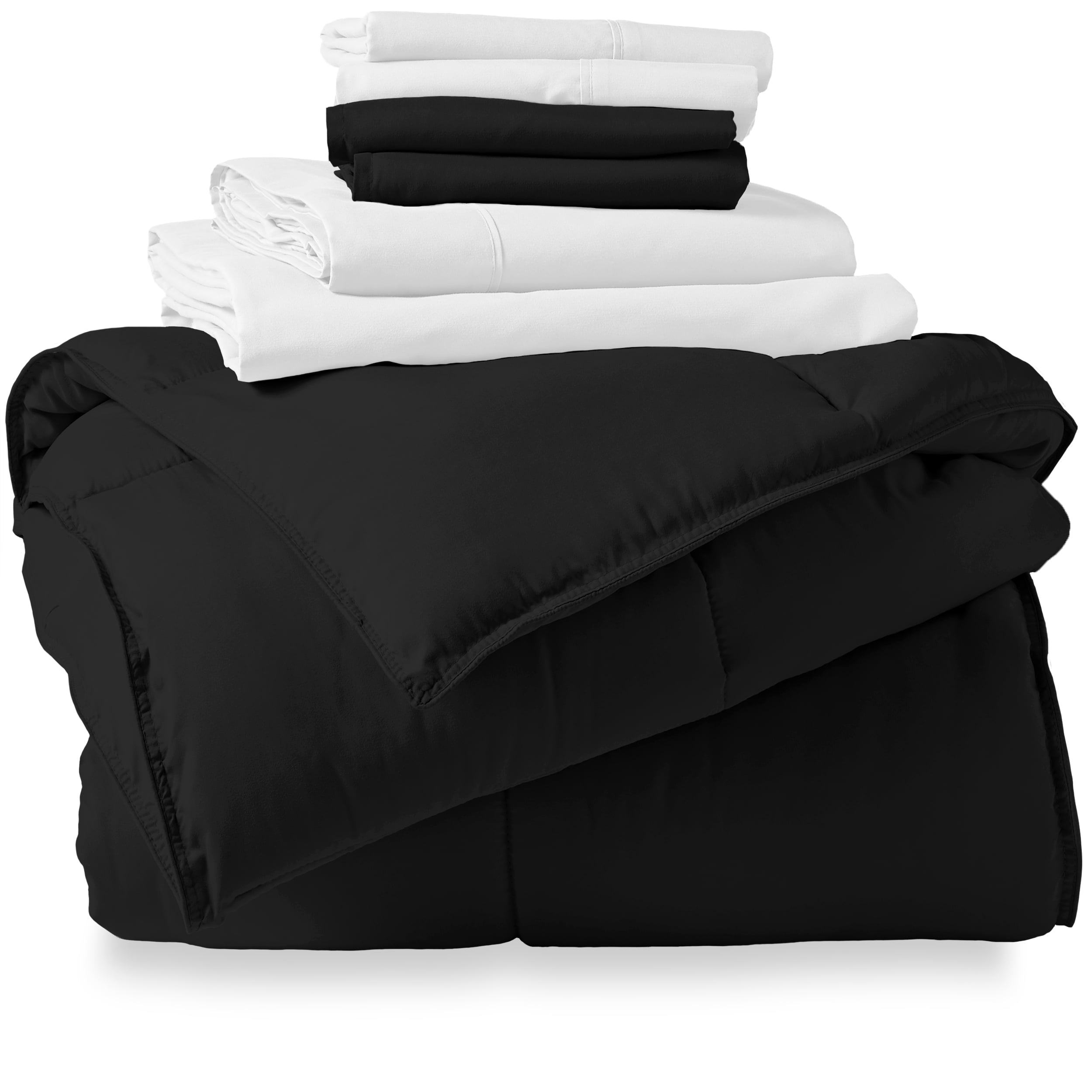 Bare Home Microfiber 8-Piece Black and White Bed in a Bag, Split Cal King