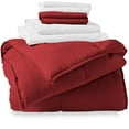 thumbnail image 1 of Bare Home Microfiber 8-Piece Red and White Bed in a Bag, Split King, 1 of 5