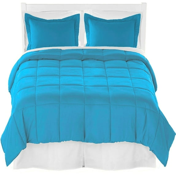 Bare Home Microfiber Comforter, Sheet Set, and Bed Skirt Aqua/White/White Twin 6 Piece