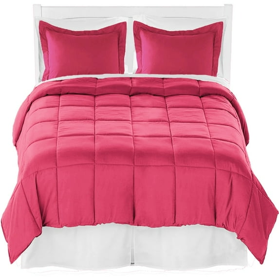 Bare Home Microfiber Comforter, Sheet Set, and Bed Skirt Pink/White/White Twin XL 6 Piece