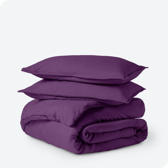Bare Home Microfiber Duvet Cover & Sham Set, King, Plum, 3-Pieces