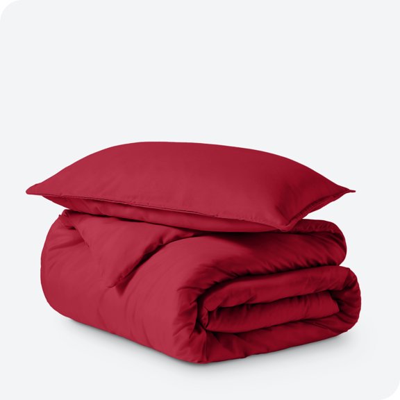 Bare Home Microfiber Duvet Cover & Sham Set, Twin/Twin XL, Red, 2-Pieces