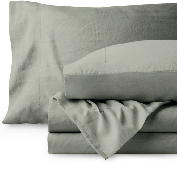 Bare Home Microfiber Sheet Set - Double Brushed - Deep Pocket (Queen, Sandwashed Frost Grey)
