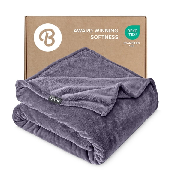 Bare Home Microplush Fleece Blanket - 300 GSM - Fuzzy Microfleece - Soft & Plush - Full/Queen, Dusty Purple