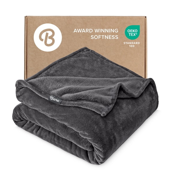 Bare Home Microplush Fleece Blanket - 300 GSM - Fuzzy Microfleece - Soft & Plush - Full/Queen, Forged Iron Gray
