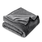 Bare Home Microplush Fleece Blanket - 300 GSM - Fuzzy Microfleece - Soft & Plush - Full/Queen, Gray