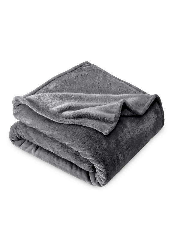 Bare Home Microplush Fleece Blanket - 300 GSM - Fuzzy Microfleece - Soft & Plush - Full/Queen, Gray