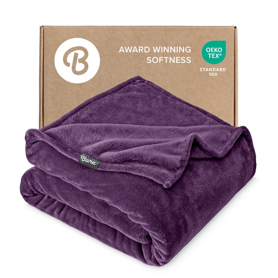 Bare Home Microplush Fleece Blanket - 300 GSM - Fuzzy Microfleece - Soft & Plush - Full/Queen, Plum