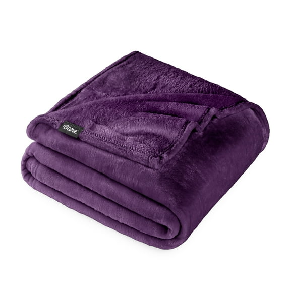Bare Home Microplush Fleece Blanket - 300 GSM - Fuzzy Microfleece - Soft & Plush - Full/Queen, Plum