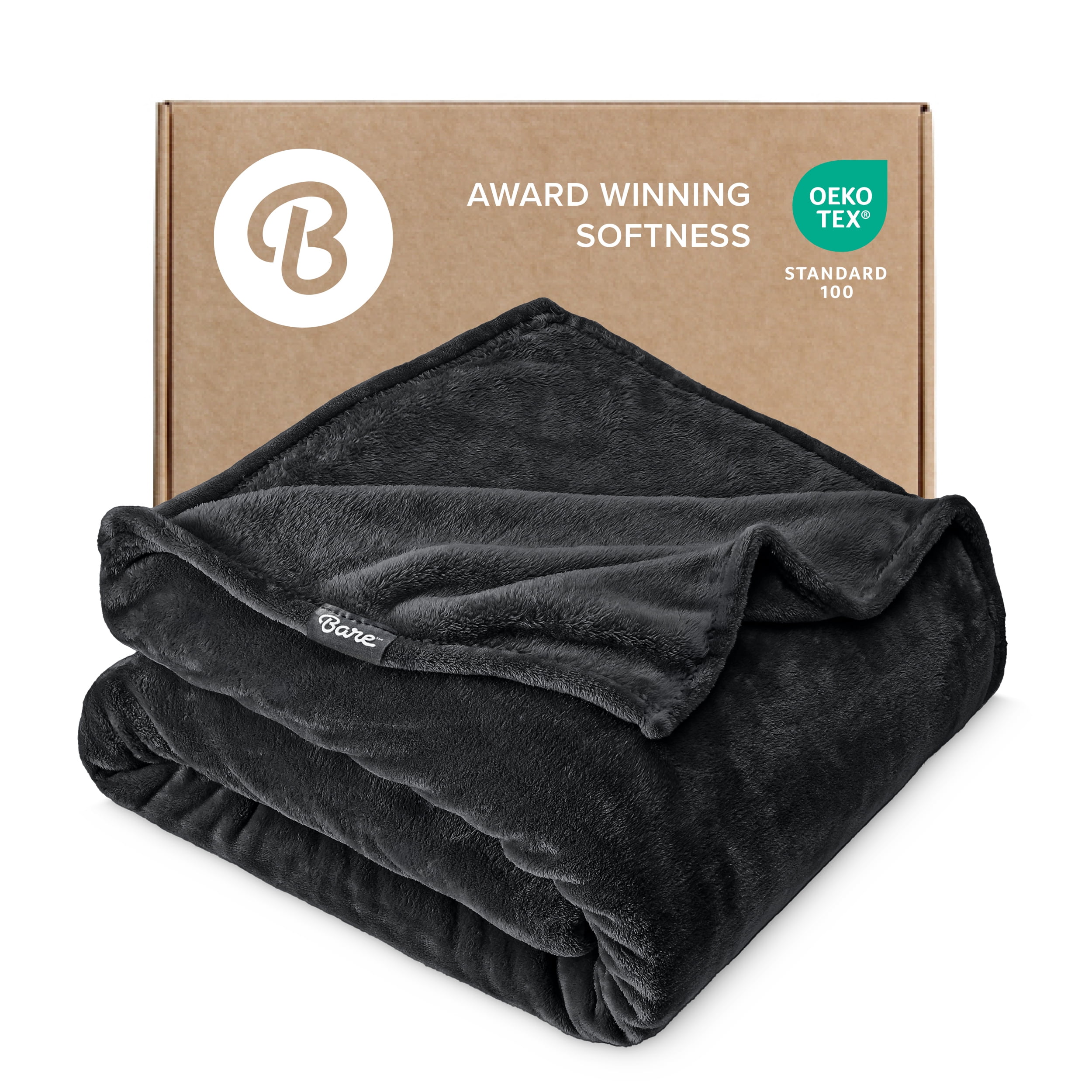 Bare Home Microplush Fleece Blanket - 300 GSM - Fuzzy Microfleece - Soft & Plush - King, Black