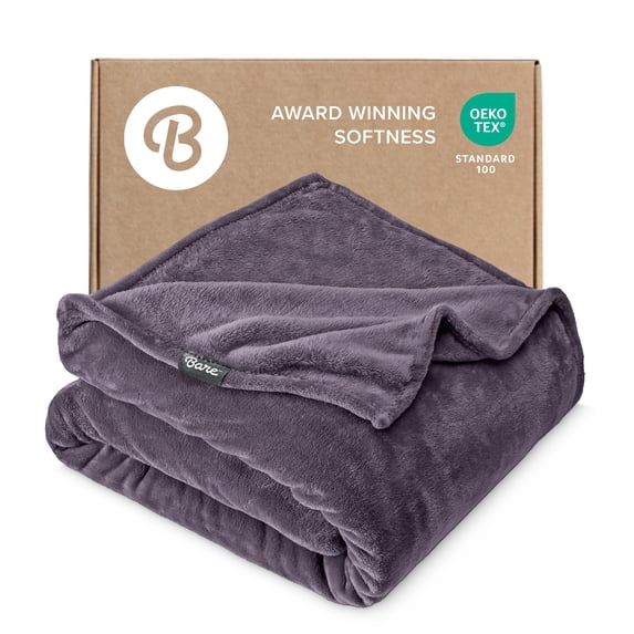 Bare Home Microplush Fleece Blanket - 300 GSM - Fuzzy Microfleece - Soft & Plush - King, Eggplant