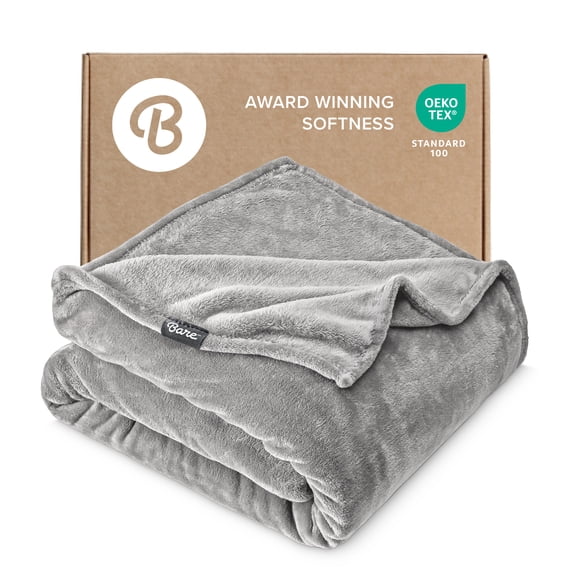 Bare Home Microplush Fleece Blanket - 300 GSM - Fuzzy Microfleece - Soft & Plush - King, Light Gray