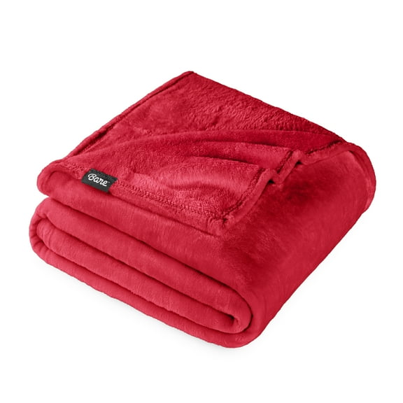 Bare Home Microplush Fleece Blanket - 300 GSM - Fuzzy Microfleece - Soft & Plush - King, Red