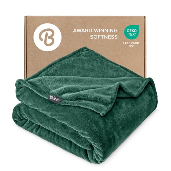 Bare Home Microplush Fleece Blanket - 300 GSM - Fuzzy Microfleece - Soft & Plush - Throw/Travel, Forest Green