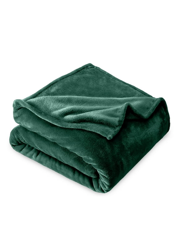 Bare Home Microplush Fleece Blanket - 300 GSM - Fuzzy Microfleece - Soft & Plush - Throw/Travel, Forest Green