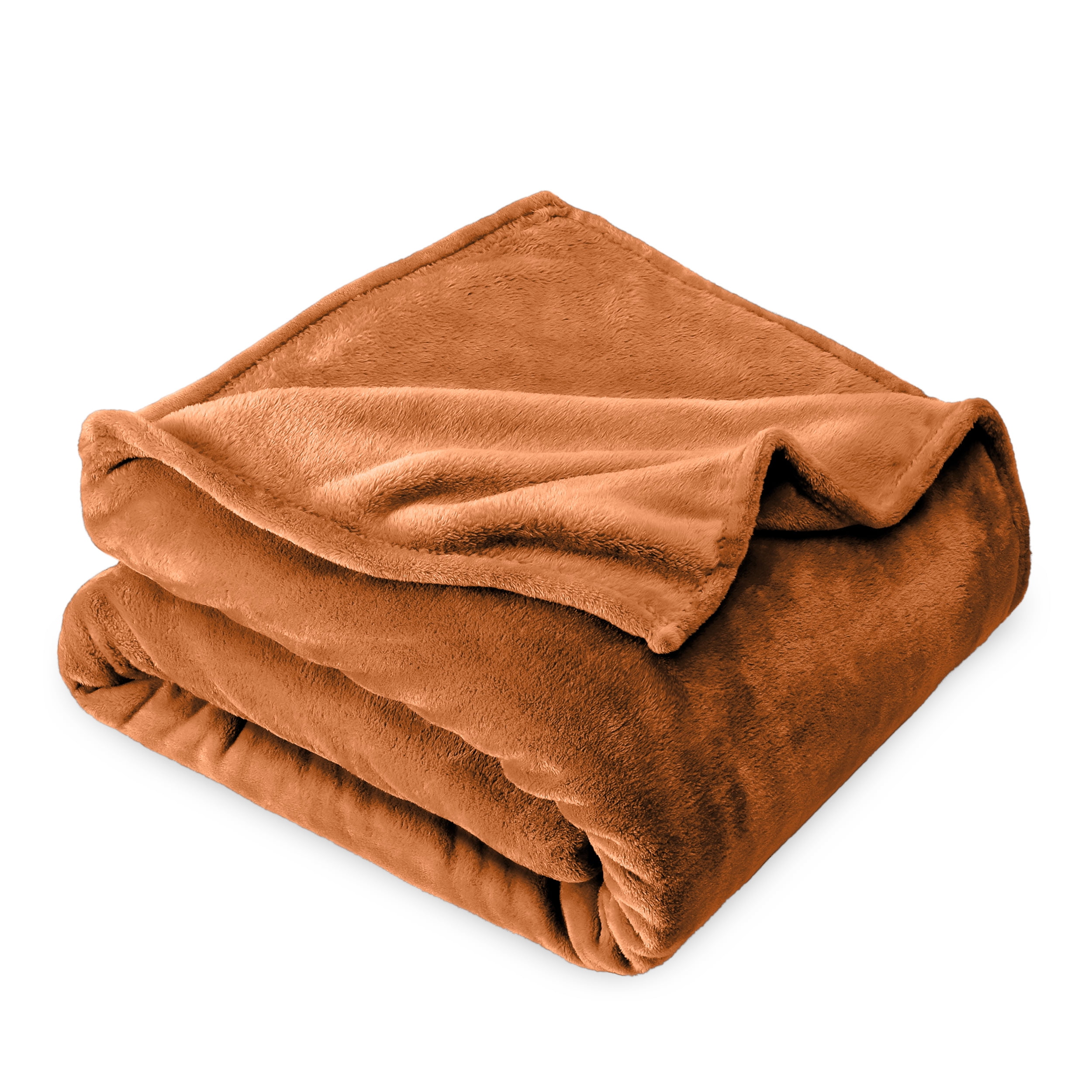 Fuzzy Soft Fleece Plush Home Throw/Travel, & - 300 GSM Sienna - Microfleece - Bare Blanket - Microplush