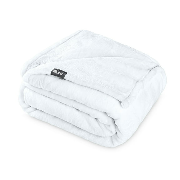 Bare Home Microplush Fleece Blanket - 300 GSM - Fuzzy Microfleece - Soft & Plush - Throw XL, White