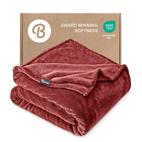 Bare Home Microplush Fleece Blanket - 300 GSM - Fuzzy Microfleece - Soft & Plush - Twin/Twin XL, Rosewood