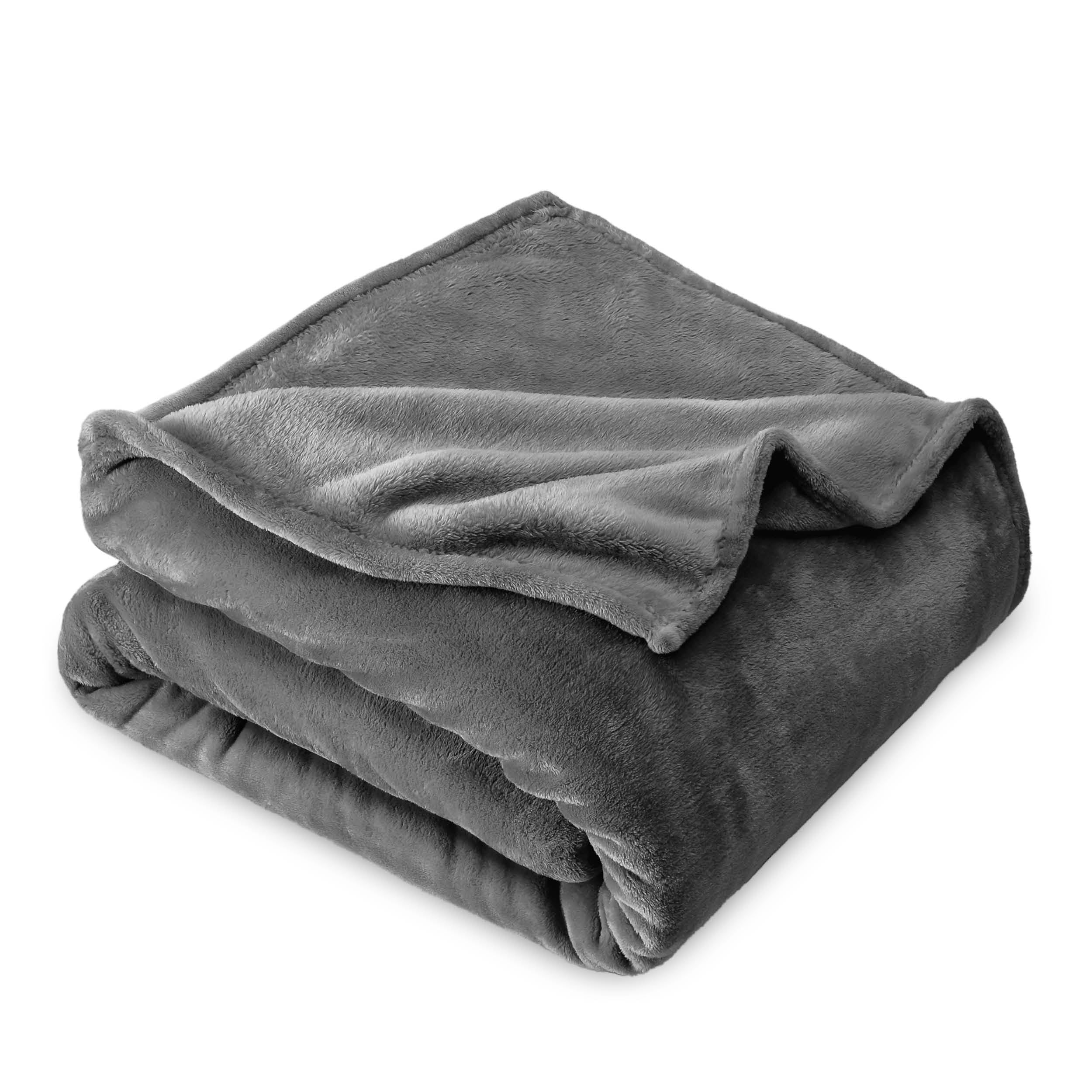 Bare Home Microplush Fleece Blanket Plush Ultra Soft Fullqueen Gray