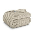 thumbnail image 1 of Bare Home Microplush Fleece Blanket - Ribbed Texture - Fuzzy Microfleece - Soft & Plush - Twin/Twin XL, Oyster, 1 of 8