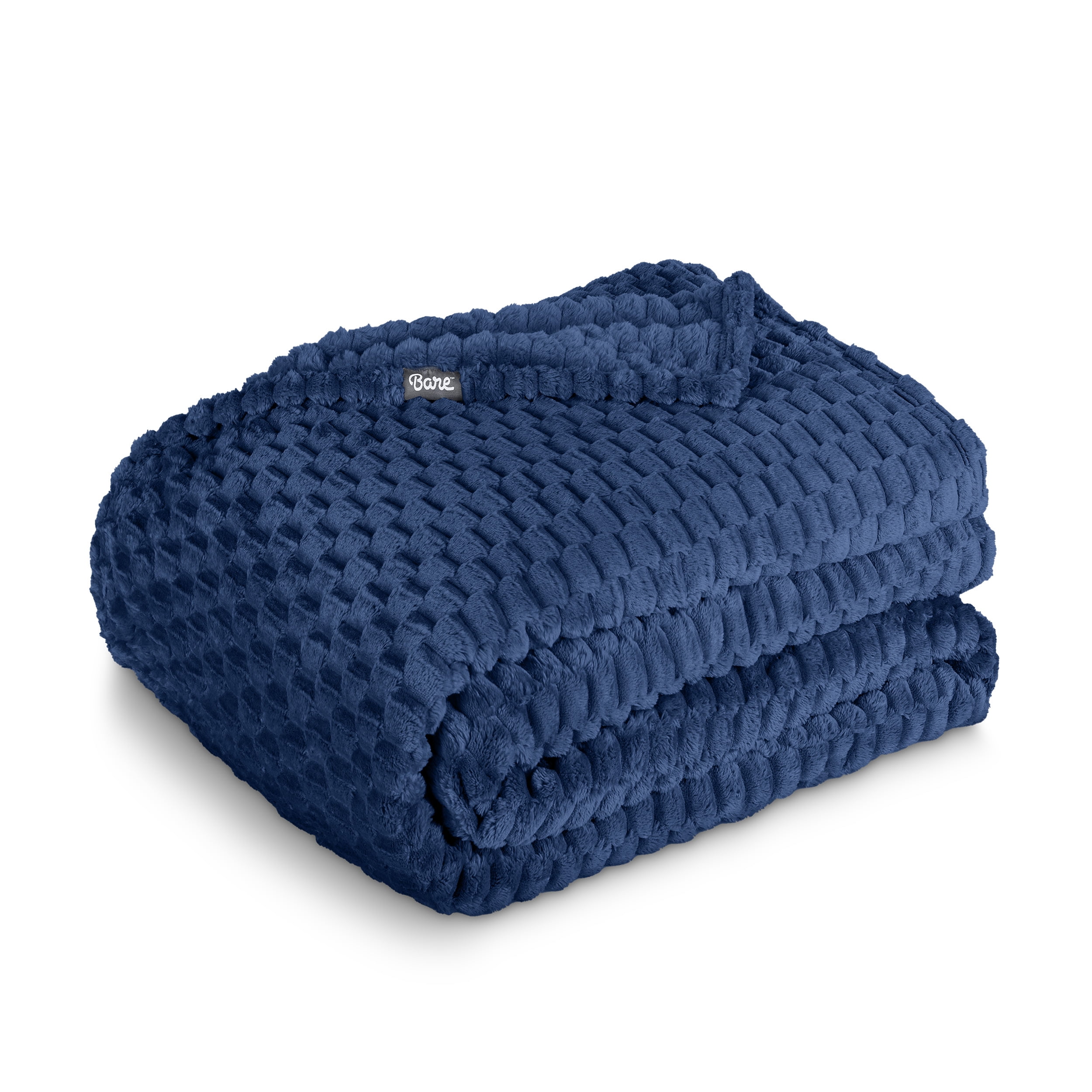 Blue Microfleece Bare Home Microplush Fleece Blanket - Waffle Texture - Fuzzy ...