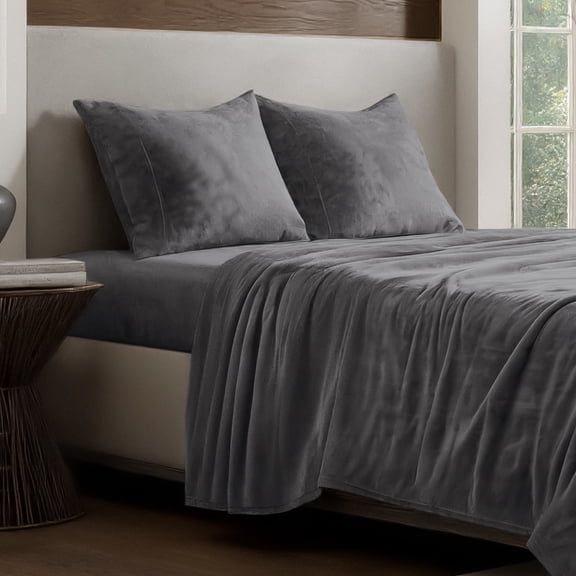 Bare Home Microplush Fleece Sheet Set - Ultra Soft - Deep Pocket - Full, Gray