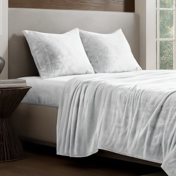 Bare Home Microplush Fleece Sheet Set - Ultra Soft - Deep Pocket - Twin, White